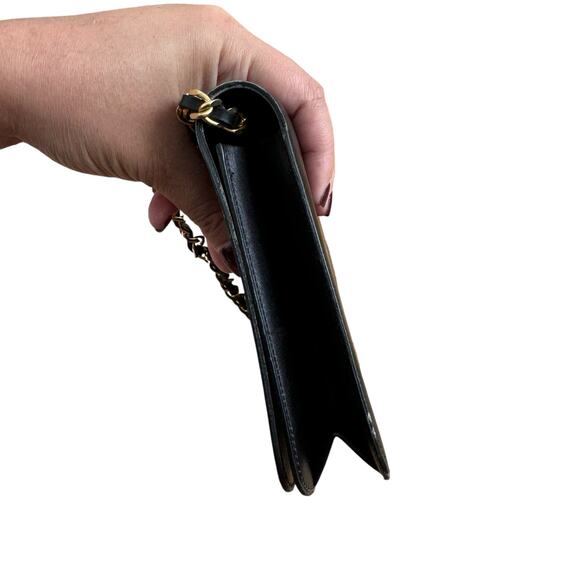 CHANEL Flap Bag Smooth Leather Black 24K Chain Vintage 80s RARE - Picture 8 of 15